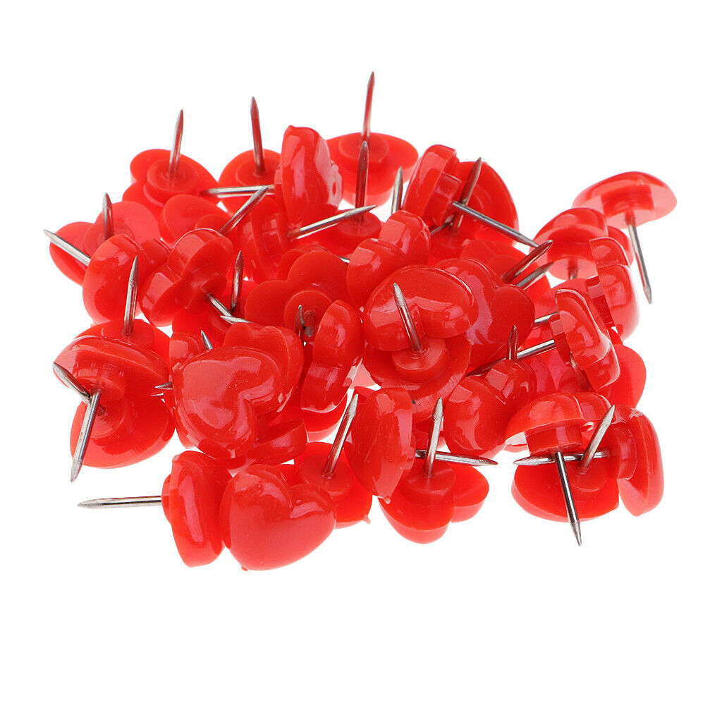 100pcs Heart Head Drawing Pins Thumb Tacks Push Pins for School Office 12mm