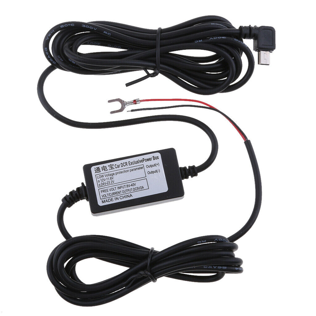 8/36V to 5V3A Car   Cam Hardwire Kits Left Bend Mini USB Head Cable 3.5M