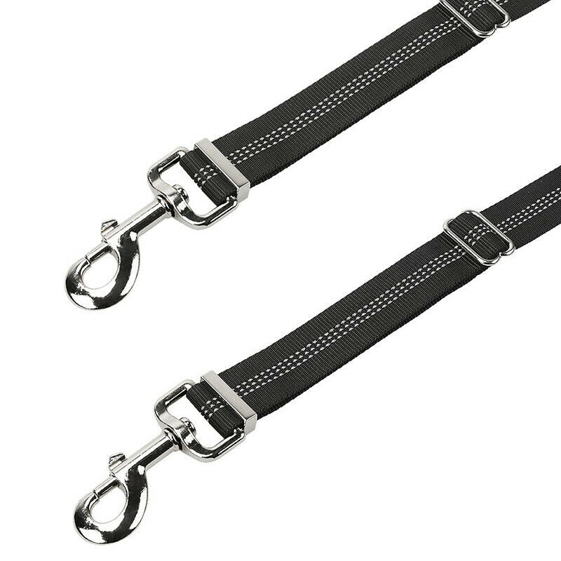 1x Reflective Coupler Double Dog Collar Lead 2Pet Dogs Walking Splitter Leash HN
