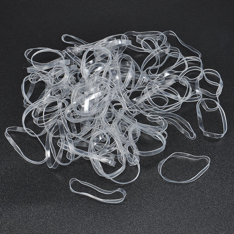 Fashion 200pcs Hair Tie Band Ponytail Holder Elastic Rubber Clear White Women