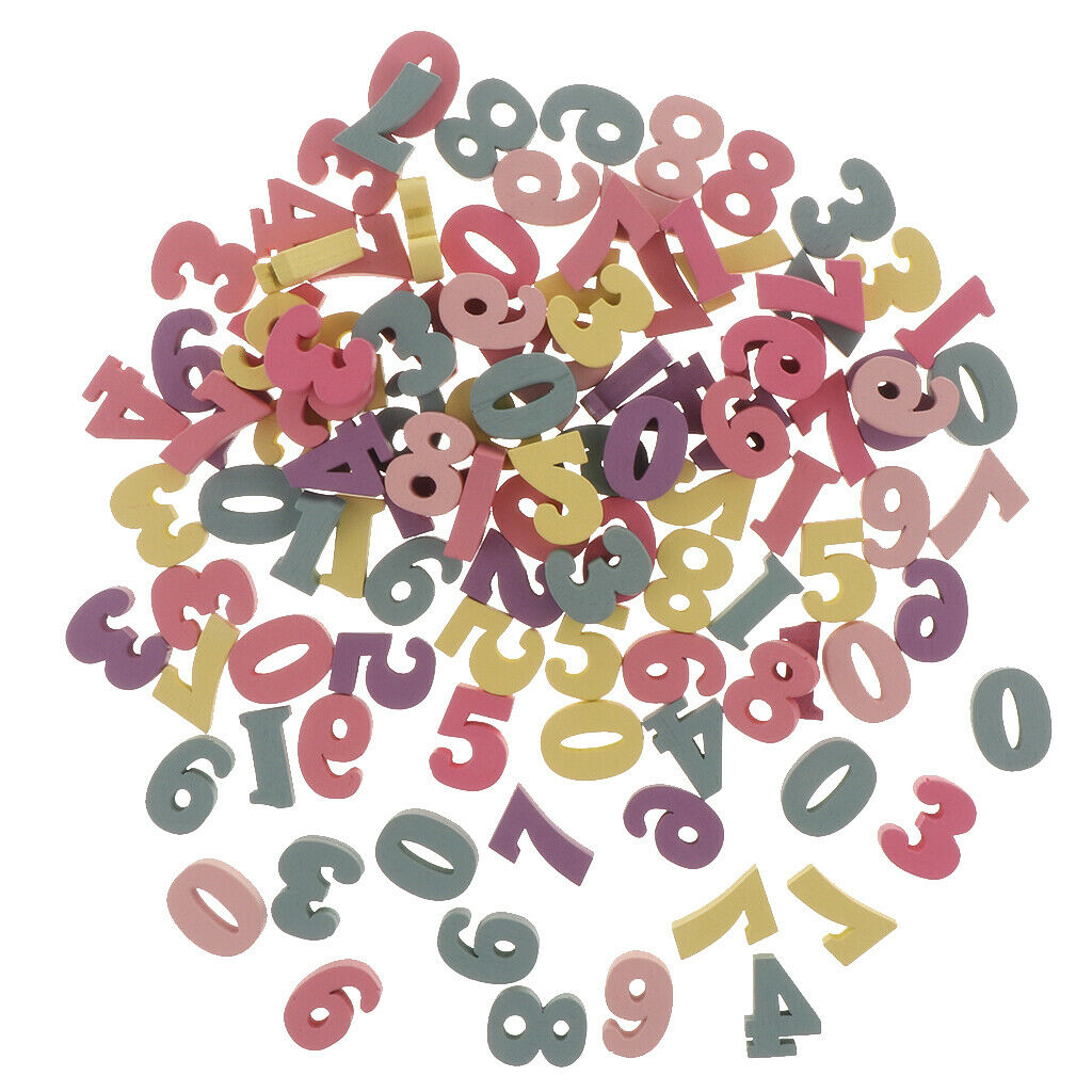 100pcs Wood Embellishments Wooden Numbers Scrapbooking DIY Craft Kids Toys