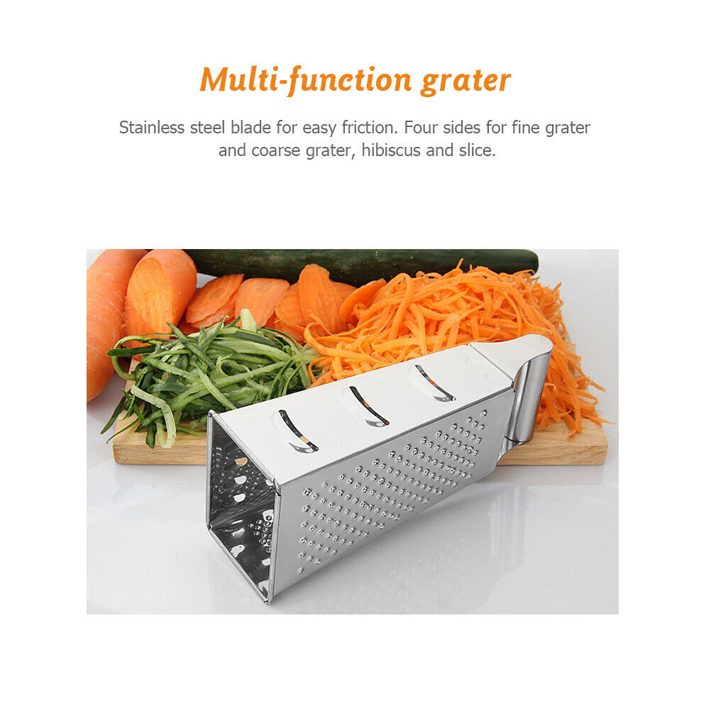 Stainless Steel 4 Sided Graters Box Vegetable Fruits Potato Carrot Slicer Cutter