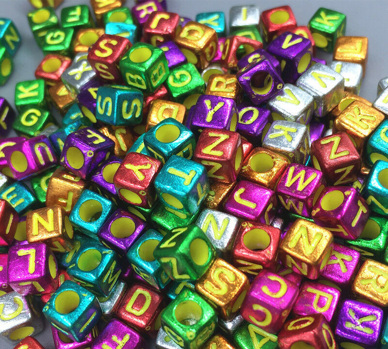 100pcs Mixed-color Cubic Acrylic Letter/ Alphabet crafts Spacer Beads 6x6mm