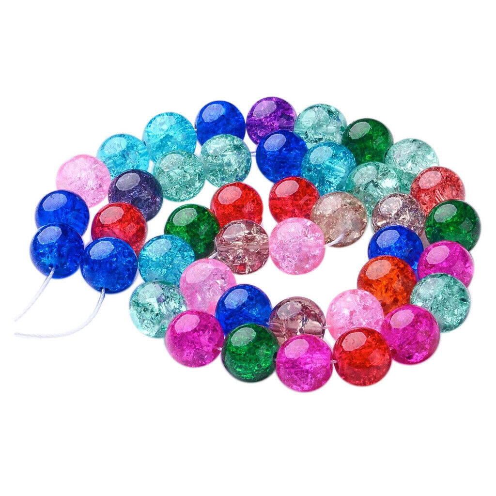 42x Multicolor Glass Crackle Beads Round glass beads for DIY