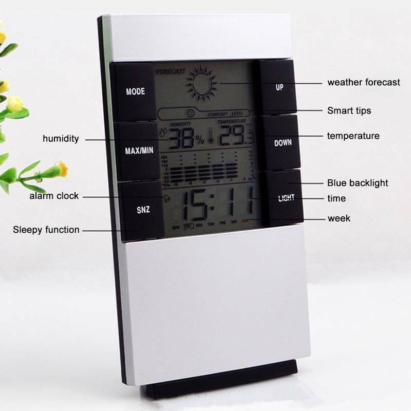 Simple Digital Electronic Weather Alarm Clock Home Room Temperature Hygrometer!