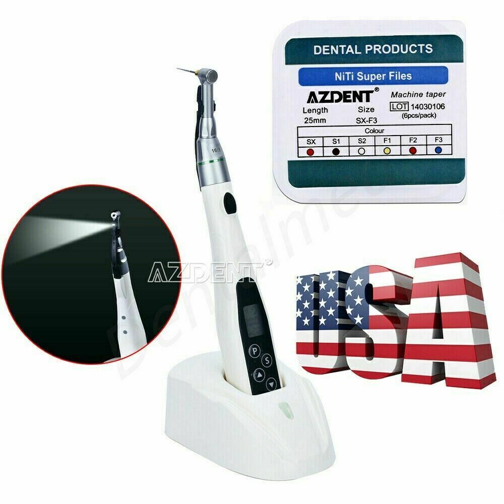 Dental LED Mini Endo Motor 16:1 Contra T-FINE-IPRO + NiTi Files Kit AZDENT