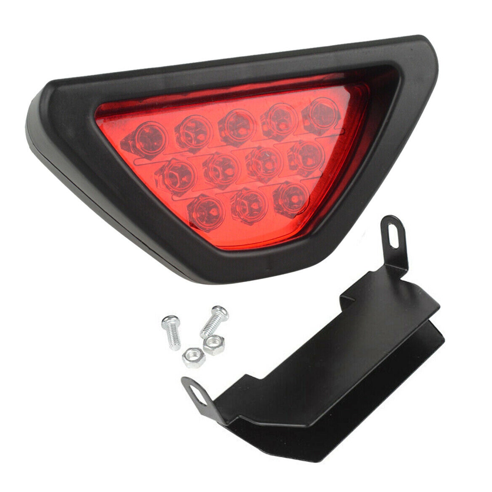 Universal 3rd F1 12 LED Strobe Rear Bumper Tail Brake Stop Light Red Fog Lamps