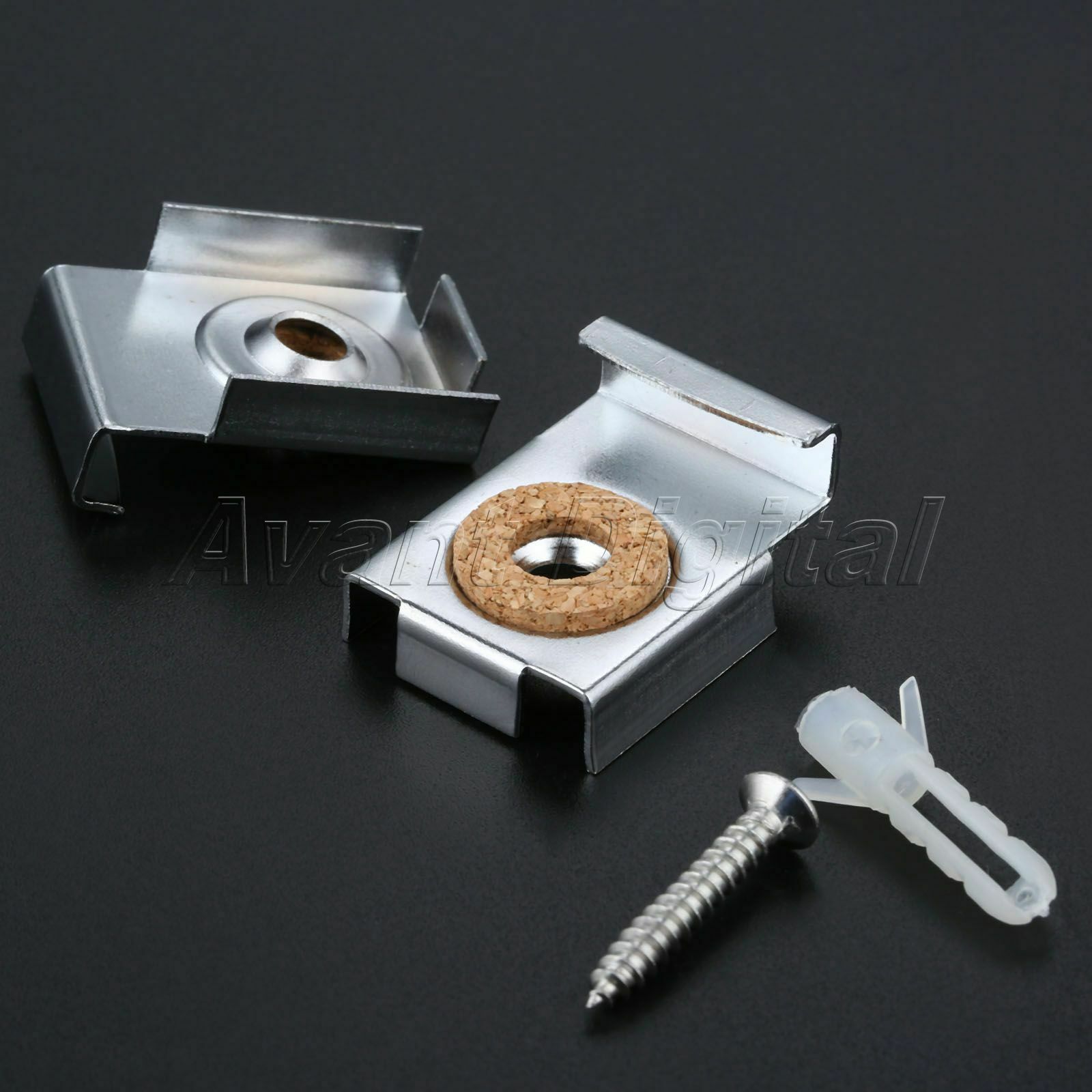 Frameless Certificate Notice Board Mirror Glass Wall Hanging Fixing Clips Kit