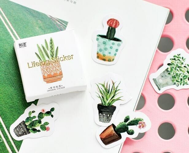 45pcs/pack Plant cactus Stickers DIY decorative Sealing Scrapbooking stickers