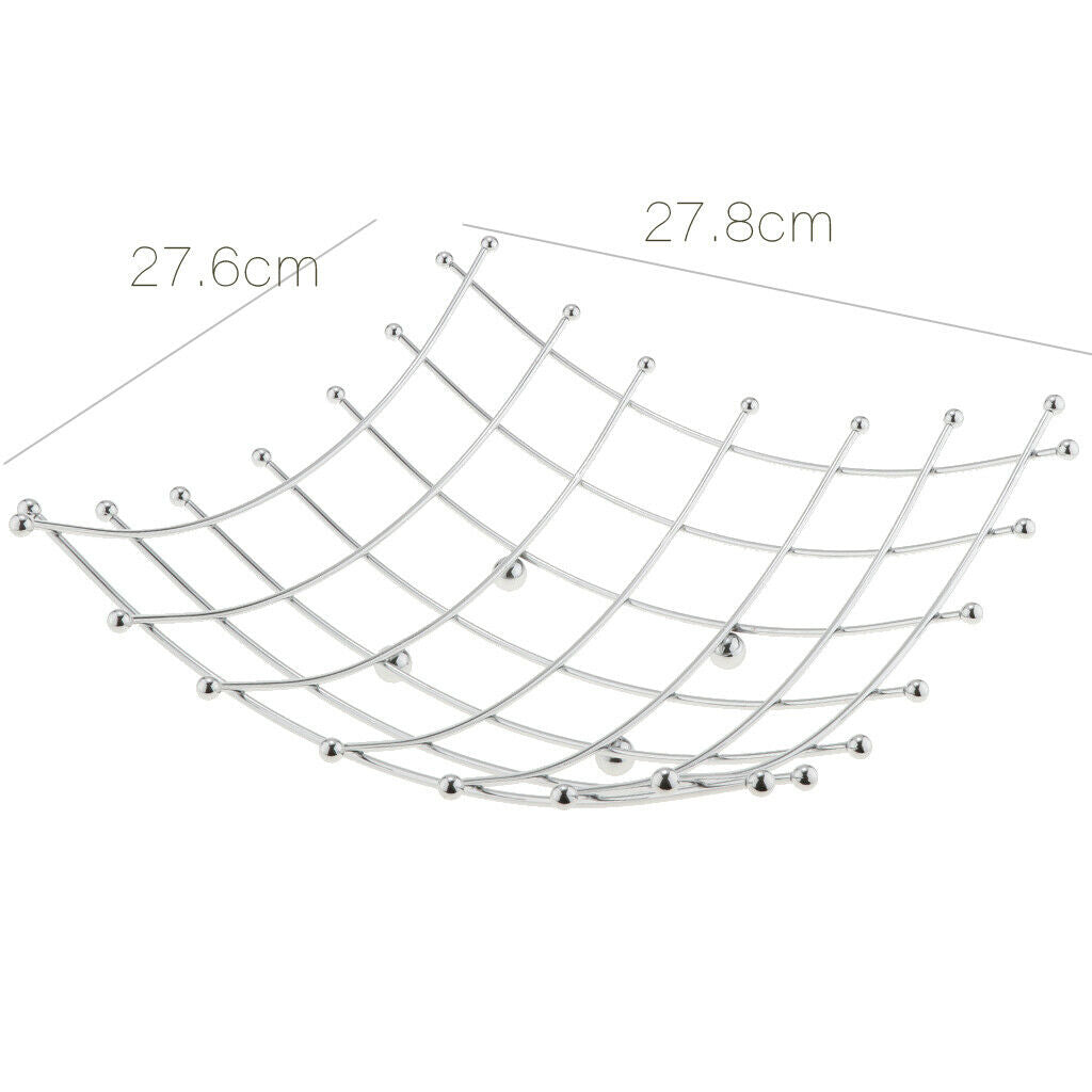 Stainless Steel Fruit Bowl Metal Fruit Basket Fruit Plate, 27.8x27.6cm