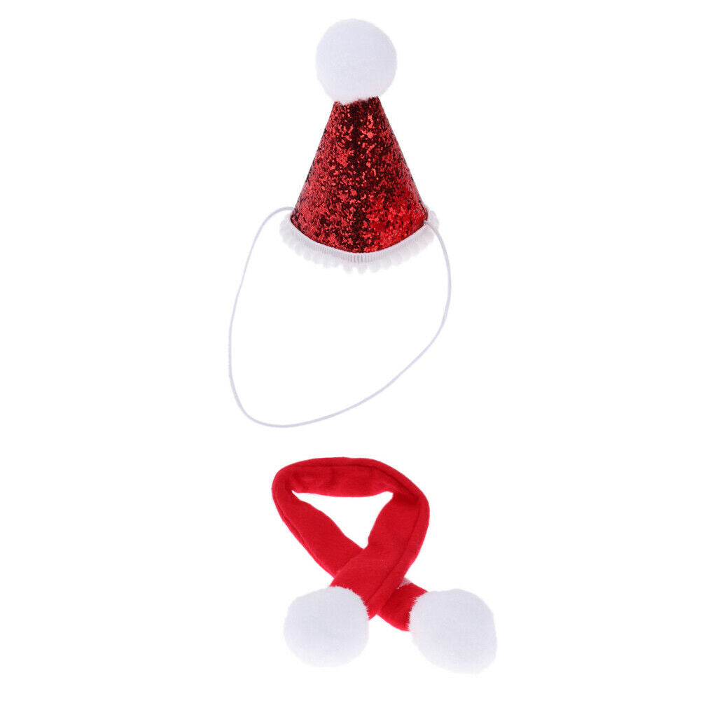 Pet Santa Hat Scarf Christmas Costume for Cats, Dogs, Puppies