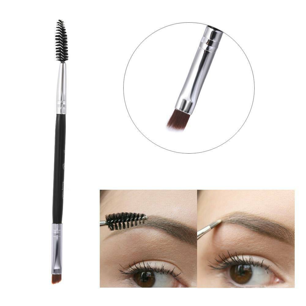 Black Double Ended Eyebrow Makeup Wand Brow Shaping Angled Eyelash Beauty Brush