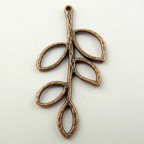 25 PCS Red Bronzed Hollow Charm Leaf Branch Alloy Pendant Jewelry Craft 39*29mm