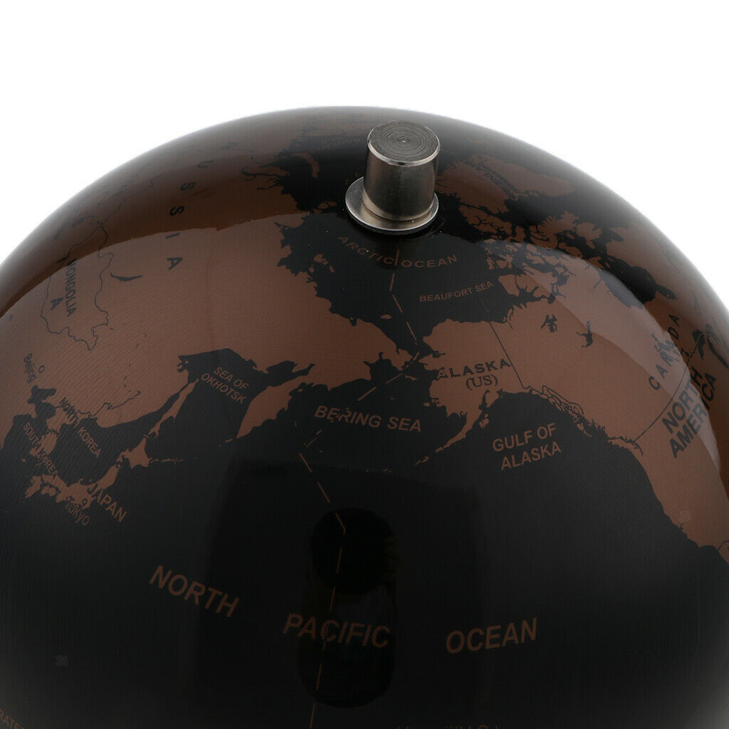 14cm Alloy Globe World Map Home Desk Decoration Kids Gift - Black Golden