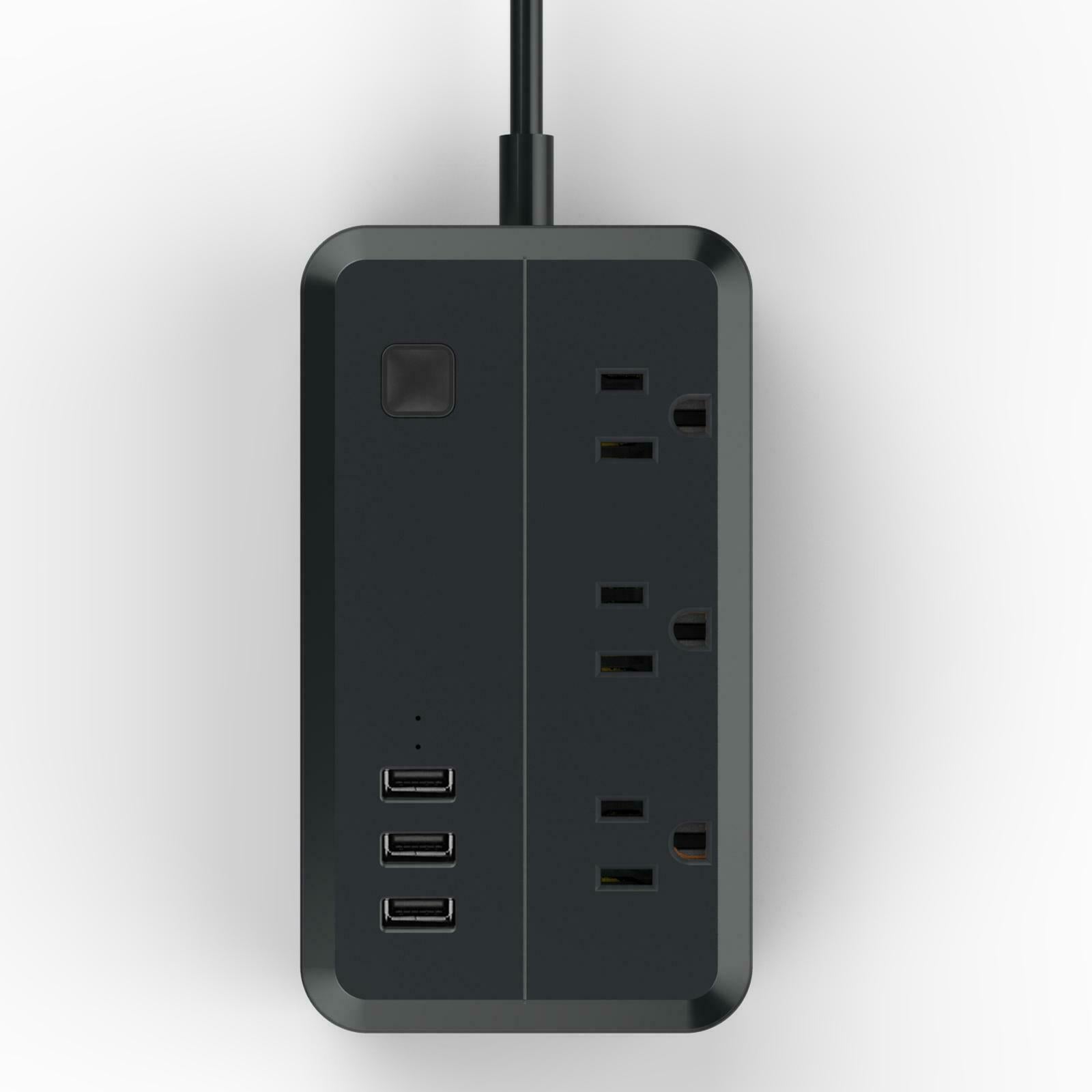 Smart Power Strip 3 USB Charger Adapter Surge Protection for Home Office