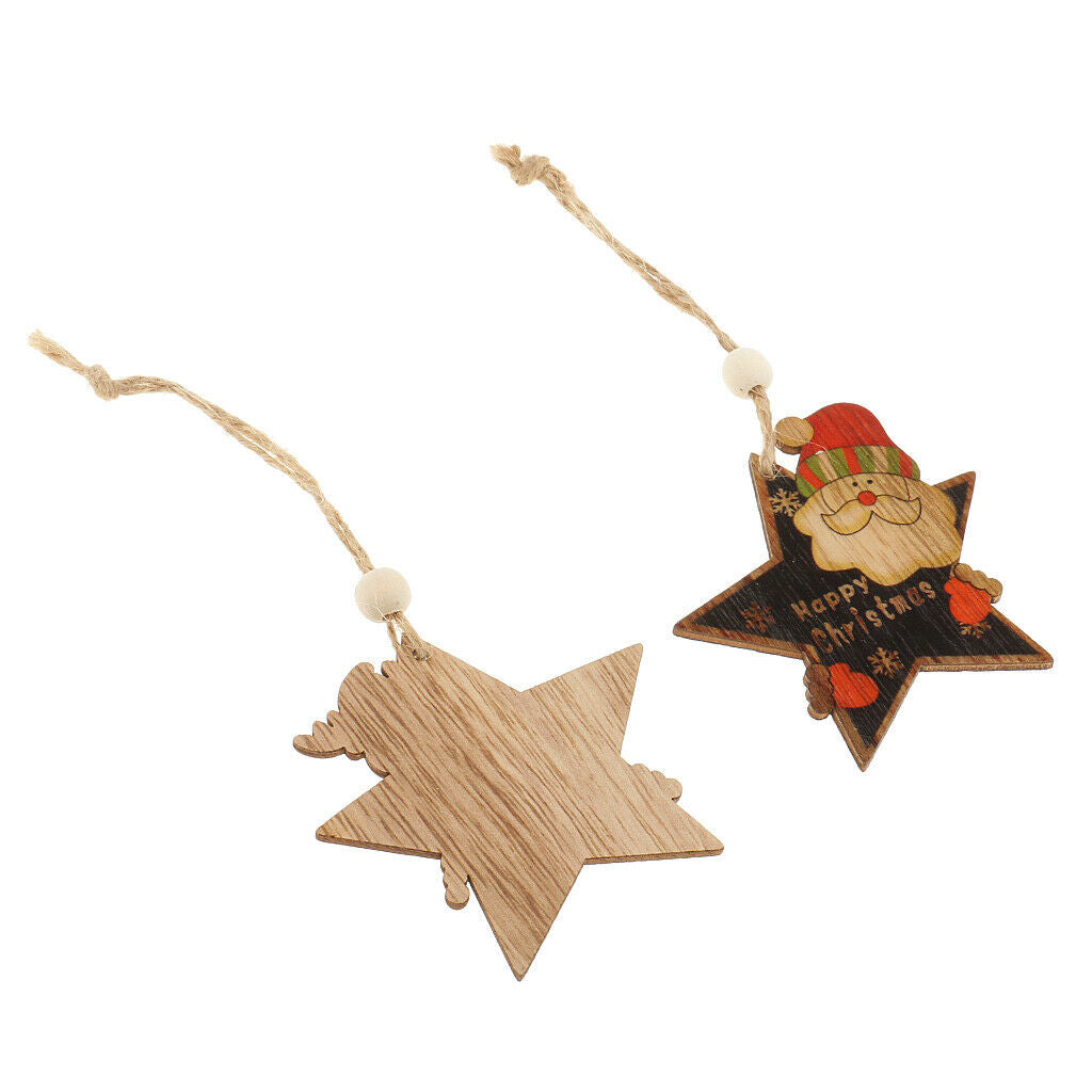 3pcs Wood Christmas Tree Decoration Xmas Hanging Reindeer Santa Ornaments