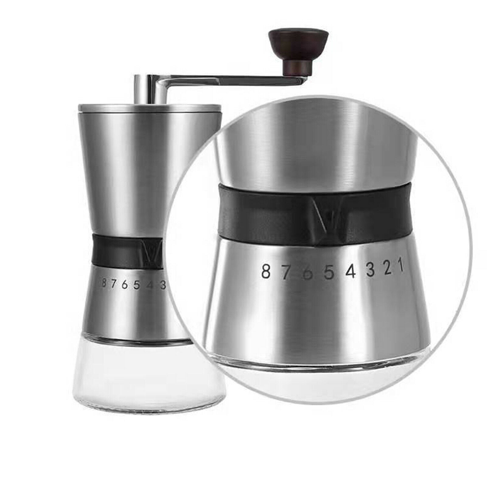 Long-lasting manual coffee grinder with adjustable 8 levels for Espresso Home