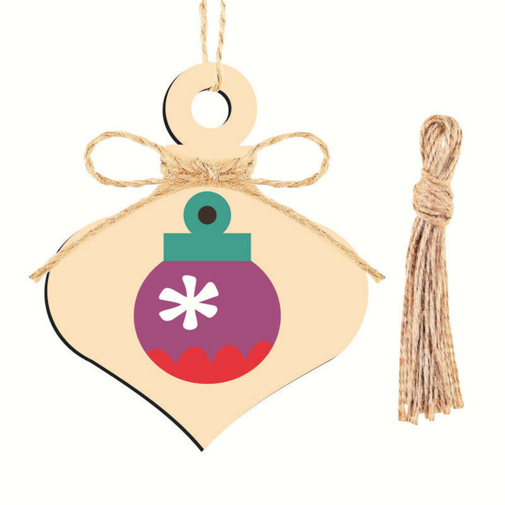 10X Wooden Christmas Tree Hanging Santa Pendant Xmas Ornament DIY Accessories