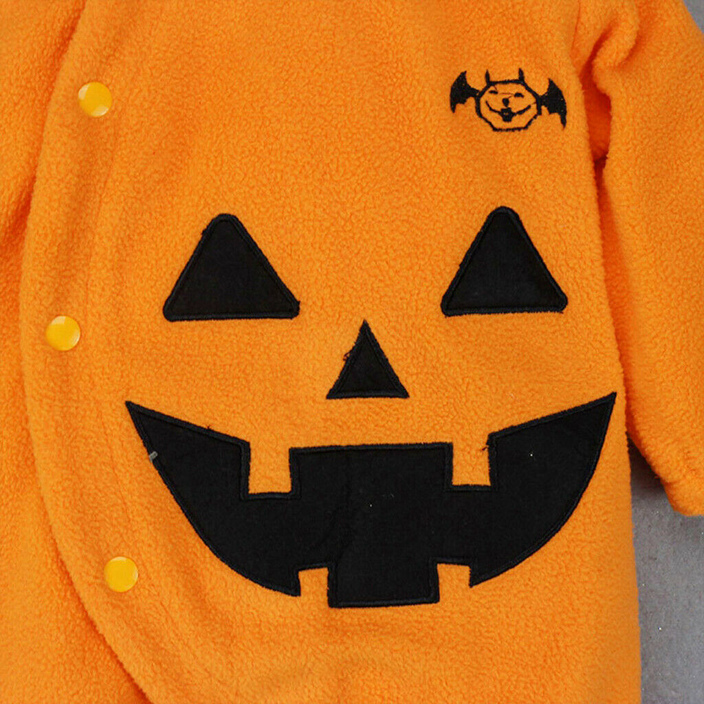 Baby Hooded Rompers Long Sleeve Outfits Halloween Pumpkin Jumpsuits 90