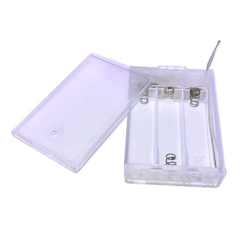 1Pc Clear 3-sections AA Battery Box with Lid Storage Holder Case Accessories