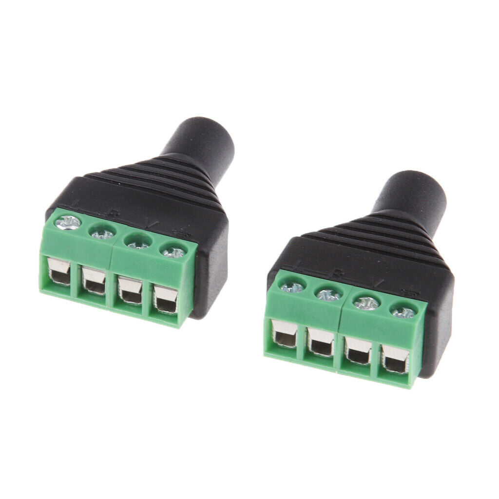 2Pcs 3.5mm 1/8" Female To AV 4-Screw Terminal Female Adapter Plug