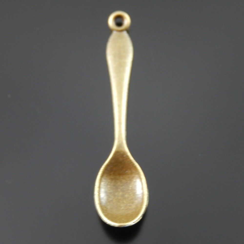 13 pcs Retro Bronze Alloy Mini Spoons Necklace Charm Pendants Findings 50*11*6mm