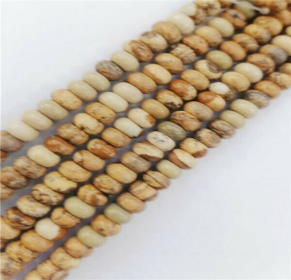 1 Strand 8x5mm Natural Picture Jasper Rondelle Abacus Spacer Beads 15.5" HH9341