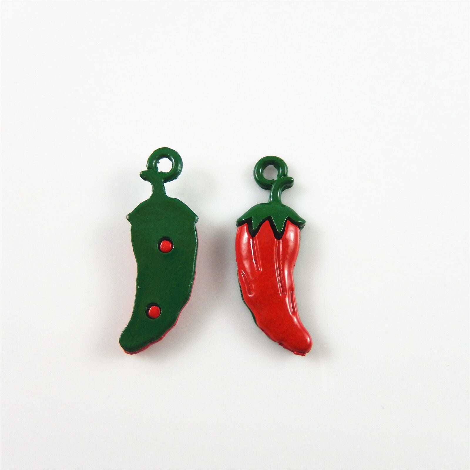 10 pcs Painted Red Alloy Chili Charm Pendant Findings 25x13 mm #52992