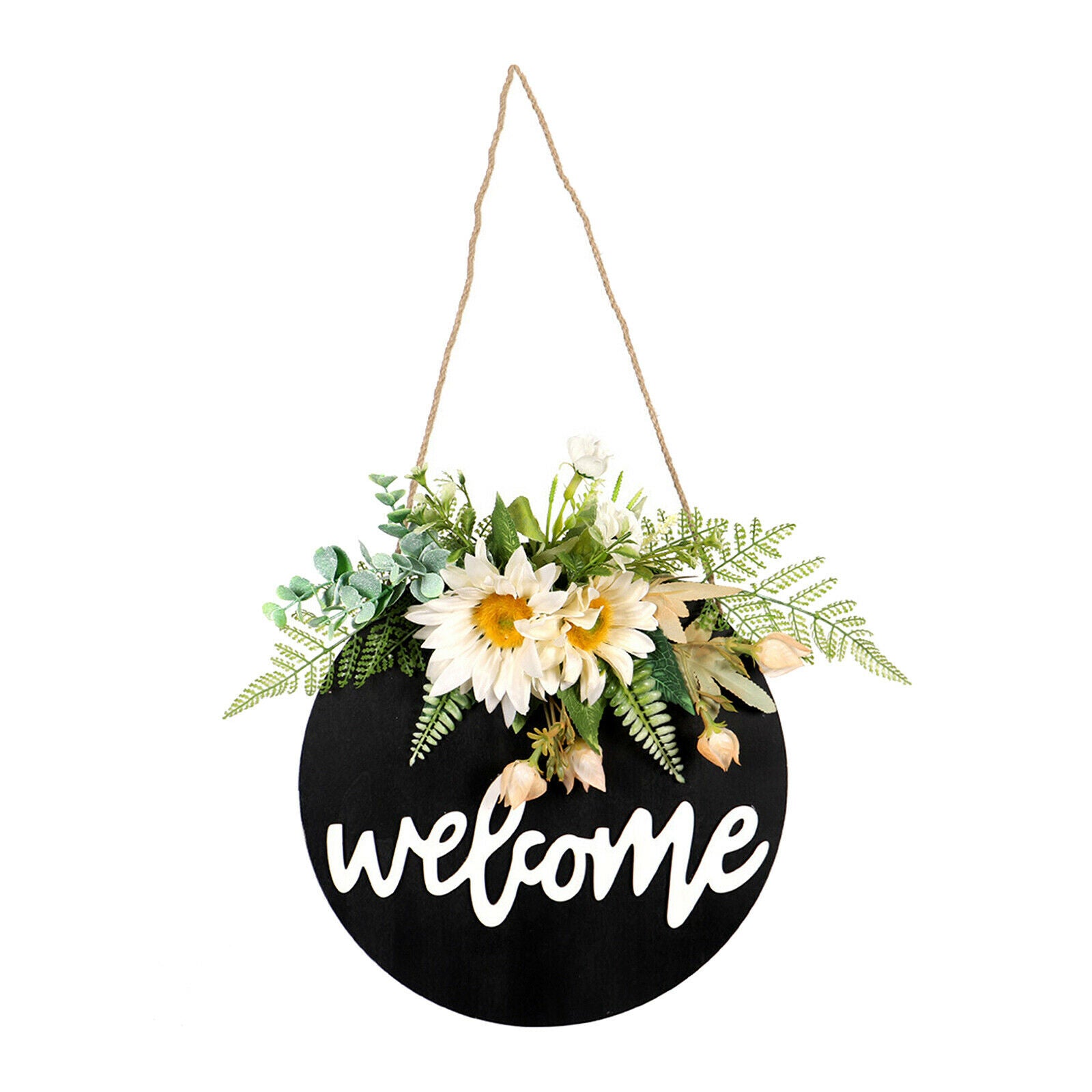 Wood Welcome Sign Sunflower Farmhouse Front Door Party New Year Decoration