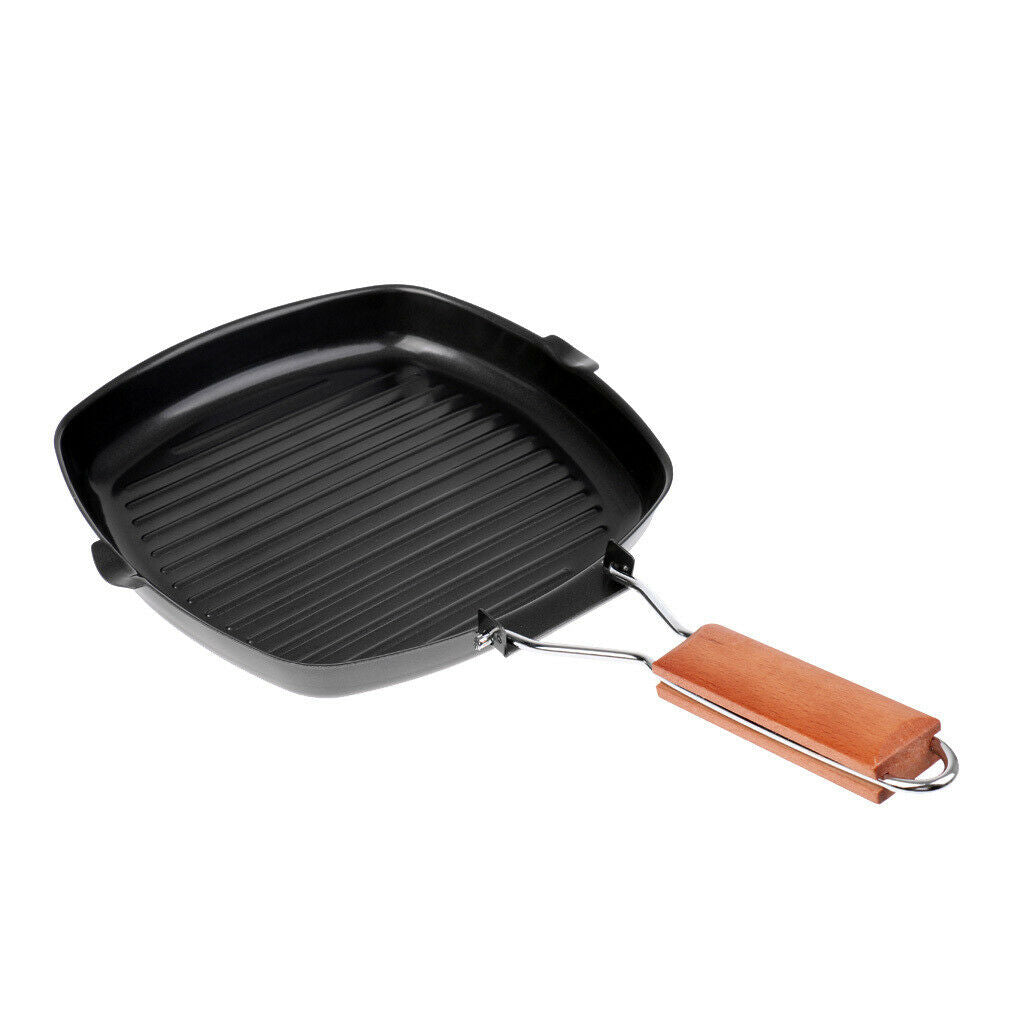 Outdoor Camping BBQ Portable Folding Frying & Grill Non-stick Iron Pan