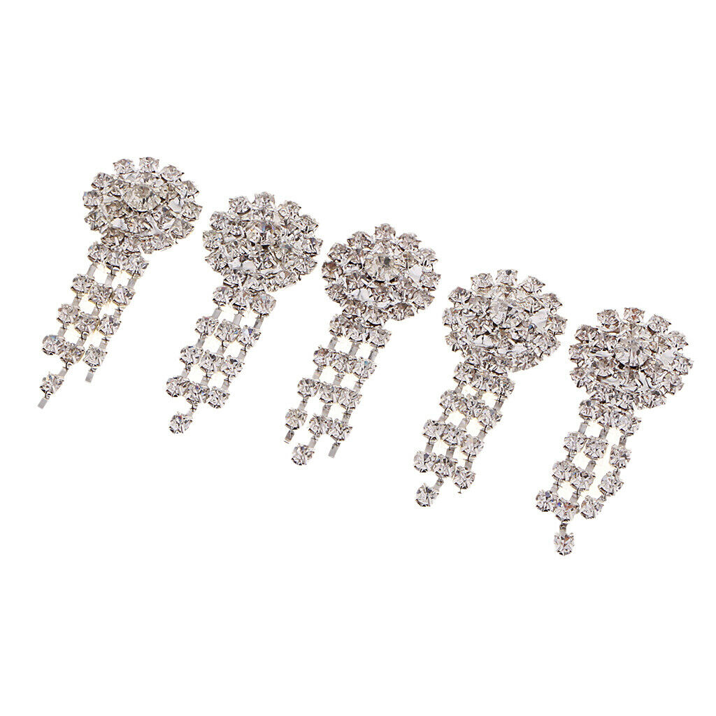 5 Pcs Flower Flatback Sew On Rhinestone Buttons Crystal Accessories For DIY