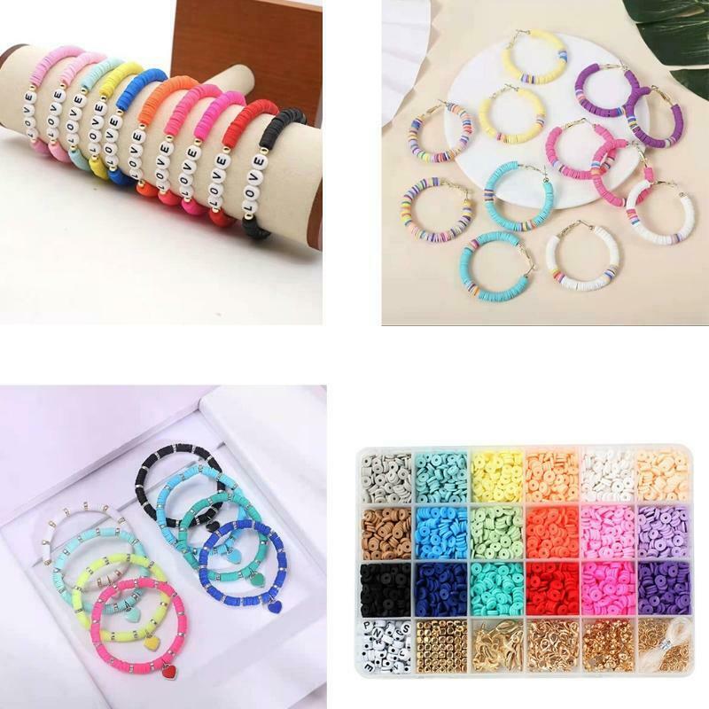 Color DIY Earring Necklace Craft Set Soft Pottery 24 Grids for Jewelry Making