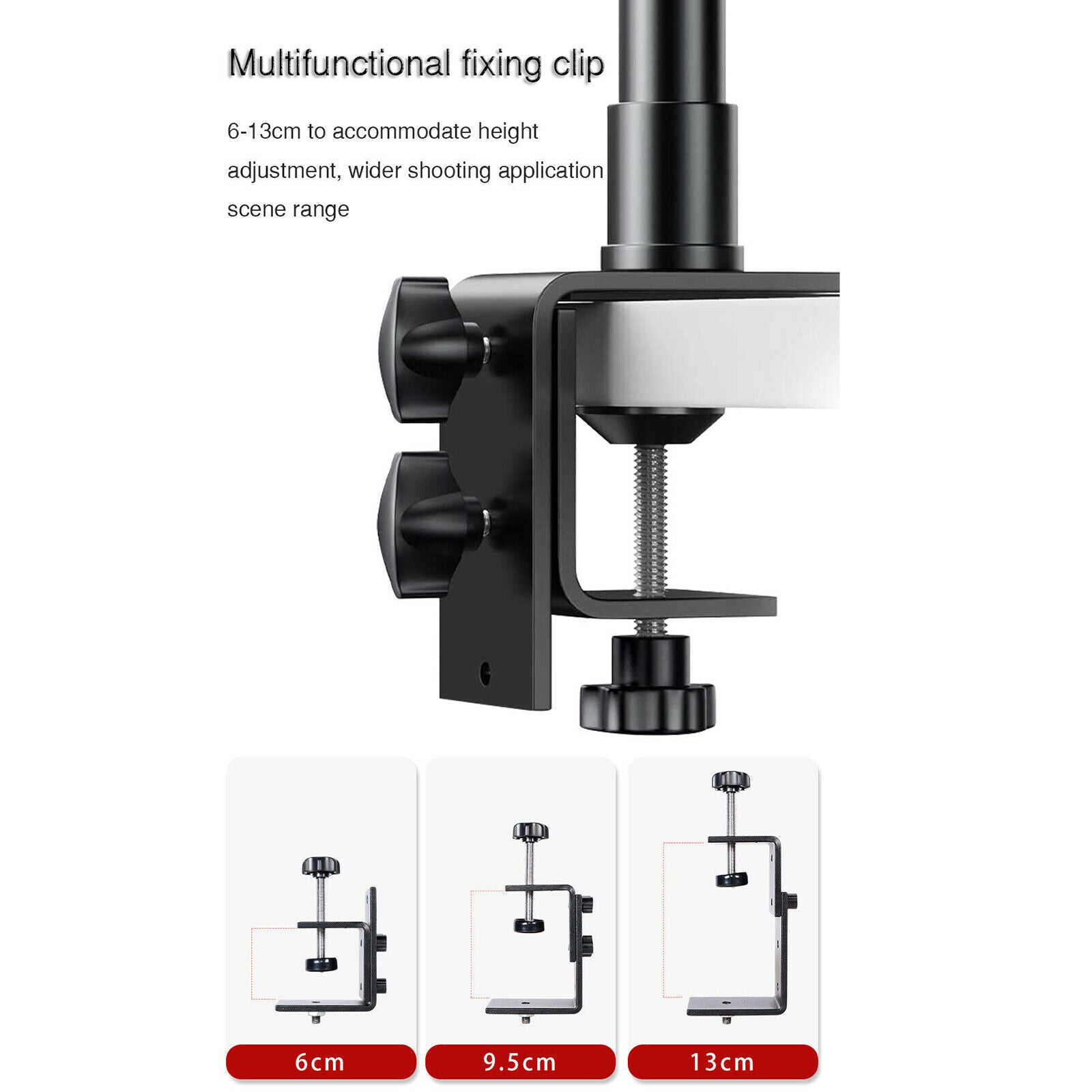 46-74cm Adjustable Tabletop Camera Stand C Clamp w/1/4 Screw for Ring Light