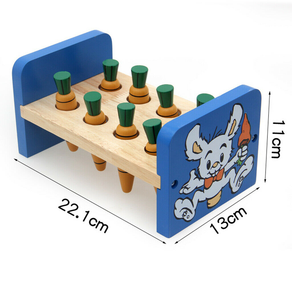 Baby Kids Child Hammering Knock Block Tables Wood Carrot Bench Toddler