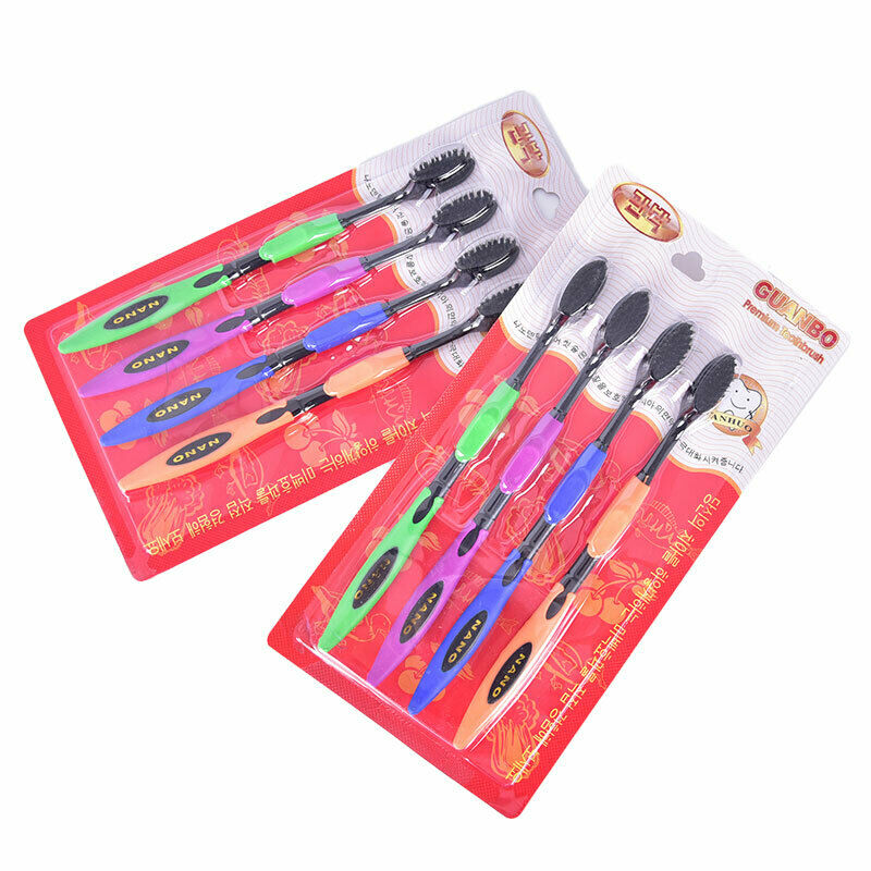 4Pcs double layer soft bristle toothbrush portable bamboo charcoal toothb.l8
