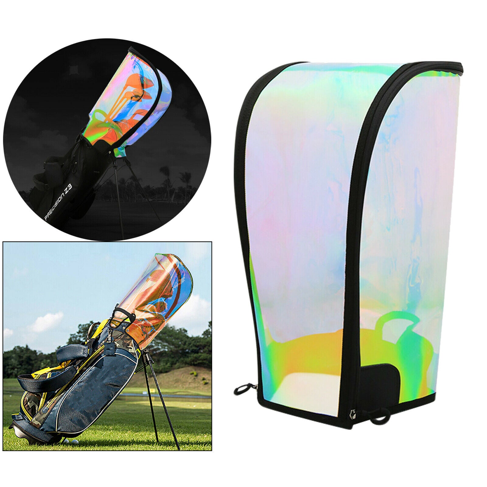 Golf Bag Rain Hood Waterproof Golf Bag Zipper Rain Cover Transparent Rain