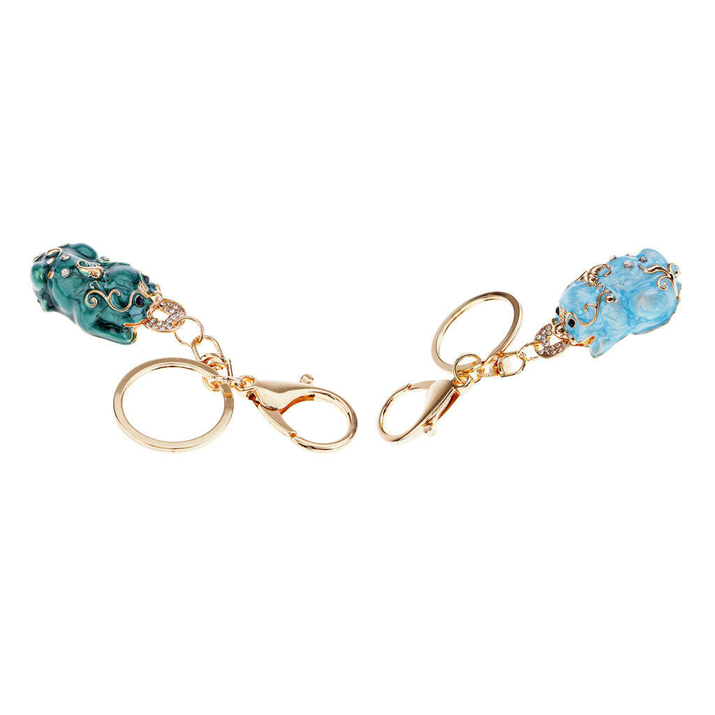 Set of 2 Pcs Lady Keyring Feng Shui Pi Yao Pi Xiu Good Luck Symbol for Car