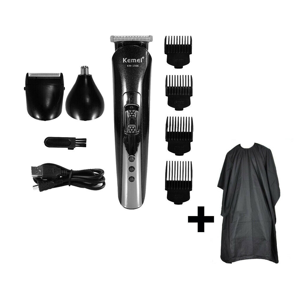 3in1 Electric Trimmer Cordless Men's Hair Clipper with Cape Set Rechargable