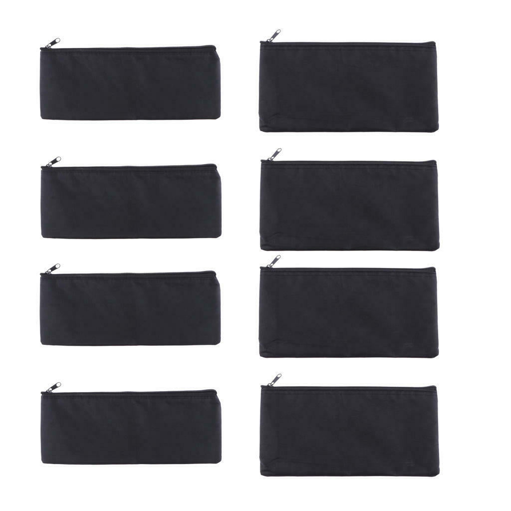 8Pieces Premium Microphone Protective Bags Pouch Zipper Soft Durable Black