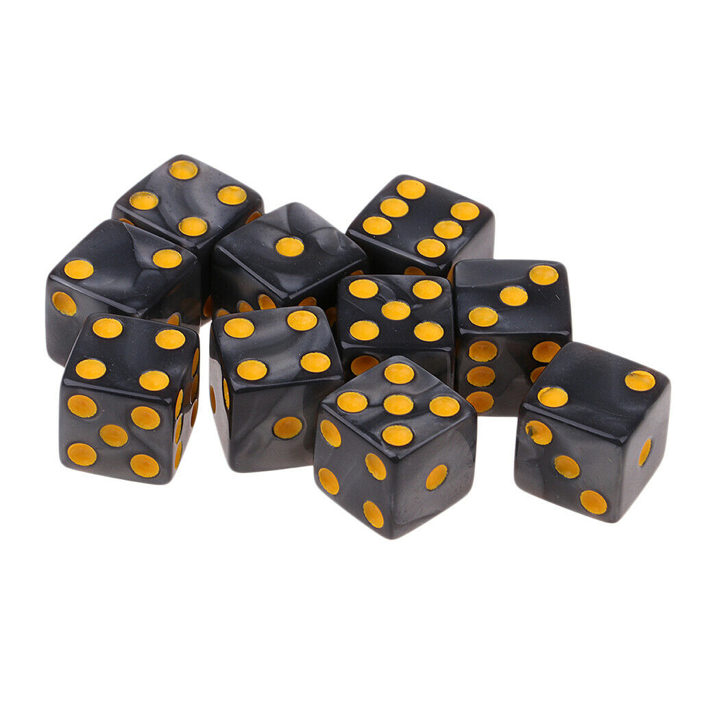 10Pcs Gray Square Six Sided D6 Dice Toys Dotted for MTG TRPG DND Play Gift