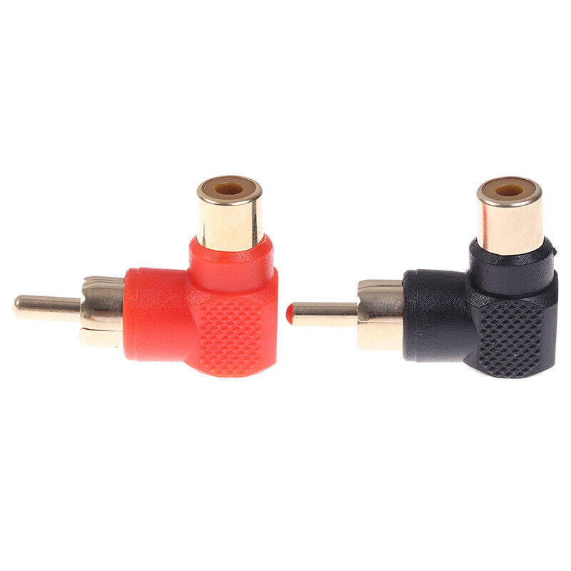 1Pair 90 Degree RCA Right Angle Connector Plug Adapters M/F Elbow Aud.l8