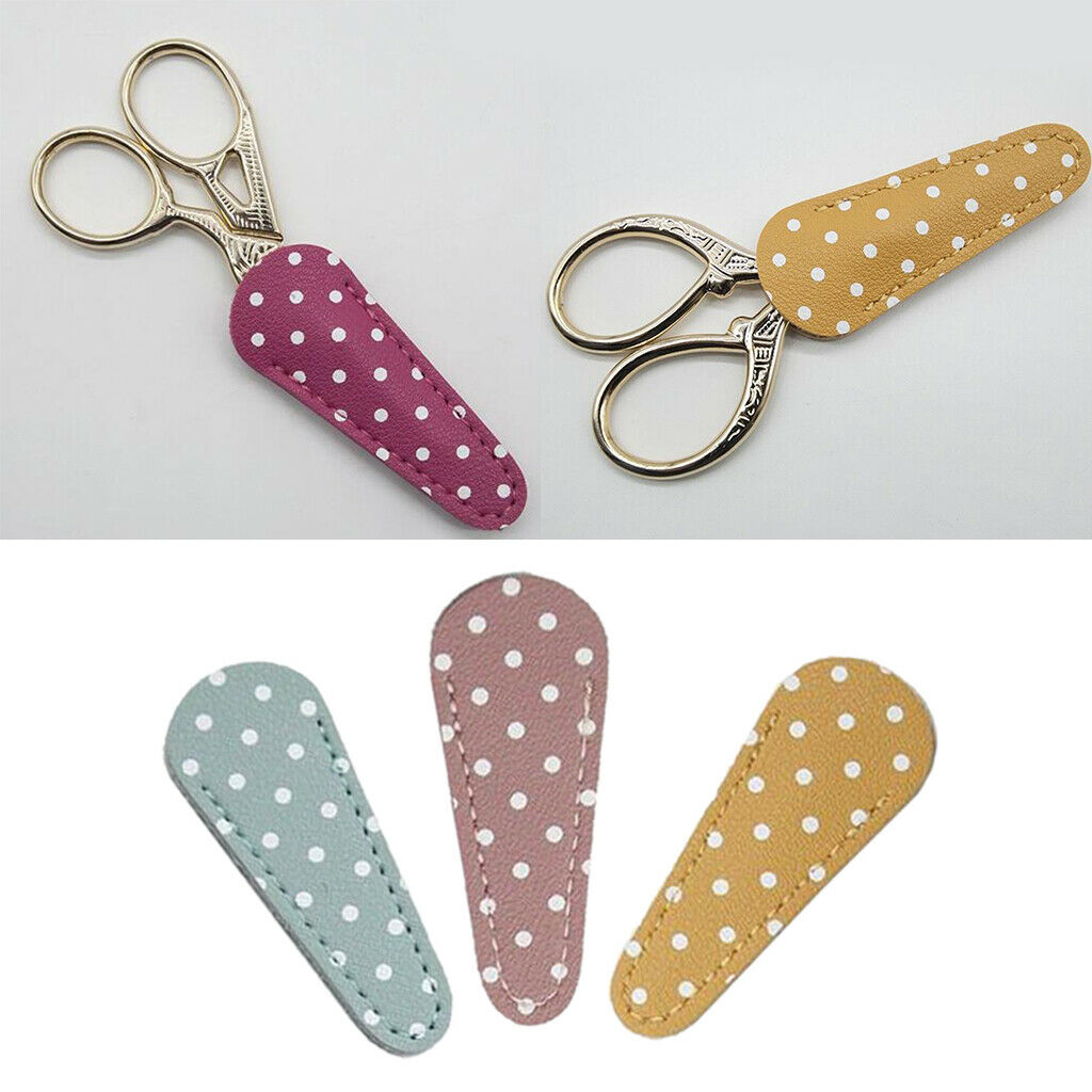 3x Polka Dot Leather Sewing Scissors Sheath Safety Scissors Protection Cover