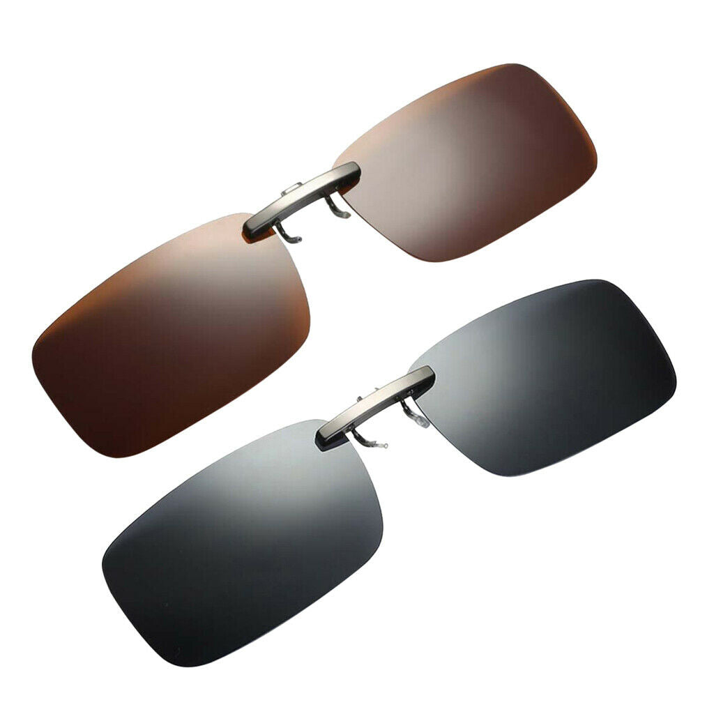 2pcs Clip on  Up Sunglasses UV400 Driving Fishing Glasses