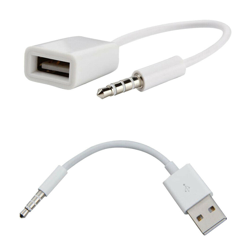 2 Pack Universal 3.5mm Male to USB 2.0 Female/Male Cable Data/Charging