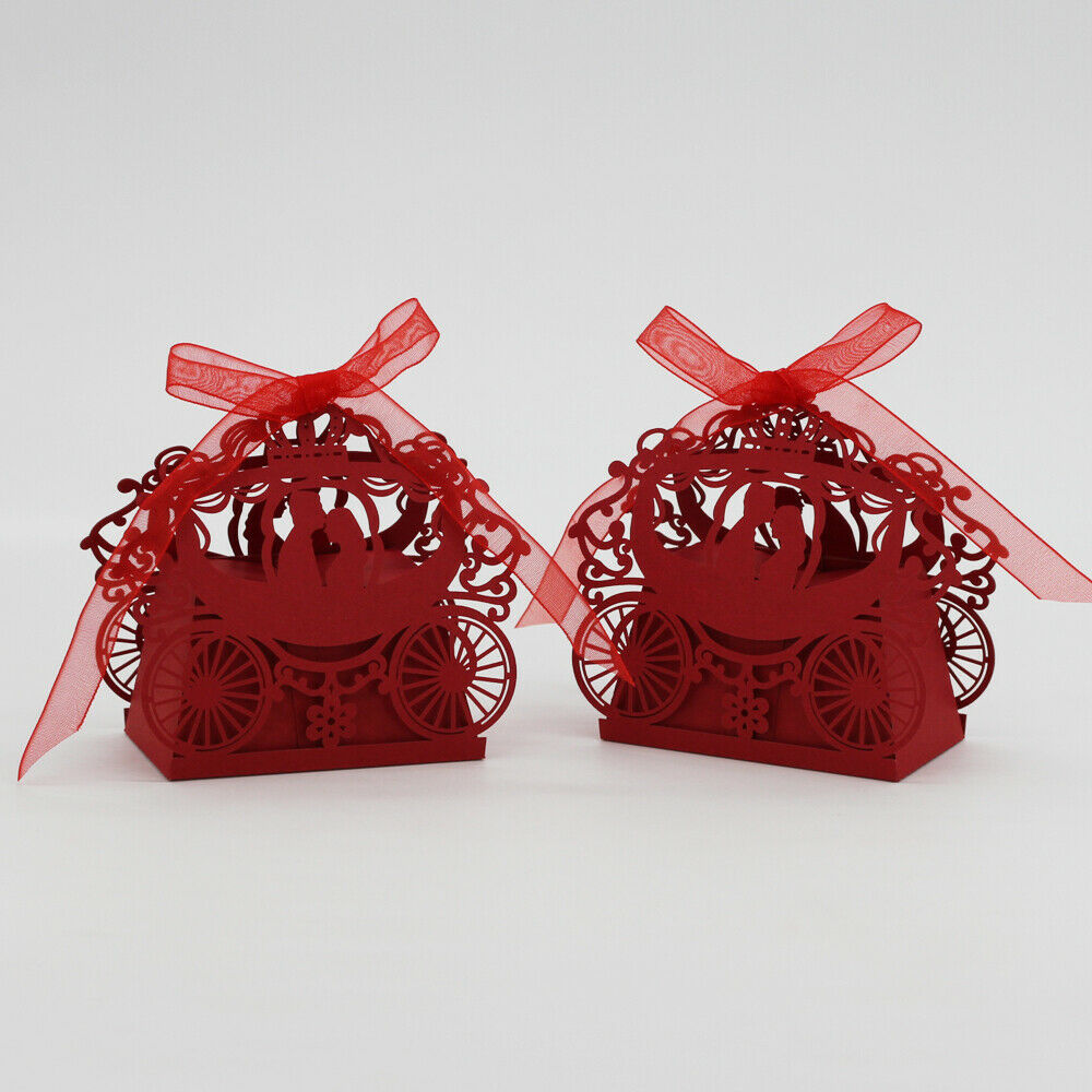 20pcs Pumpkin Car Gift Candy Boxes w/ Ribbon Wedding Party Favor Red