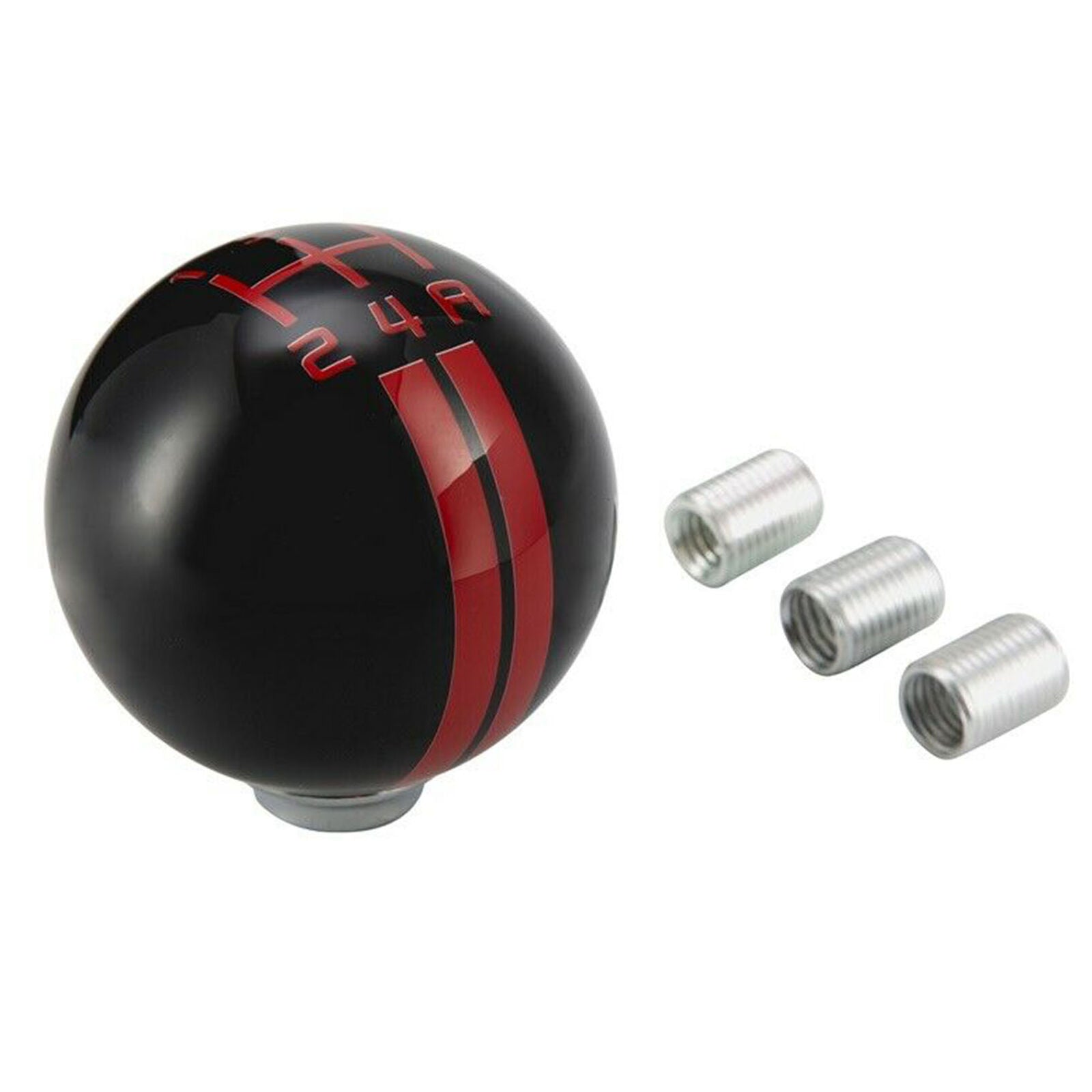 1x Black Red Ball Round 5 Speed Manual Shift Knob Gear Shifter for Ford Mustang