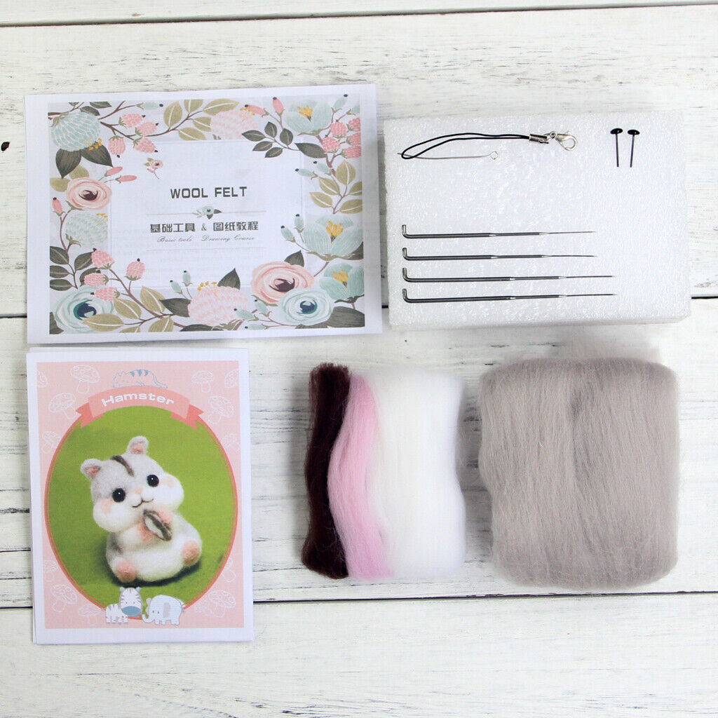 2 Pack Felt Craft Kits Roving Crafts Hand Craft Home Lovely Hamster & Dog