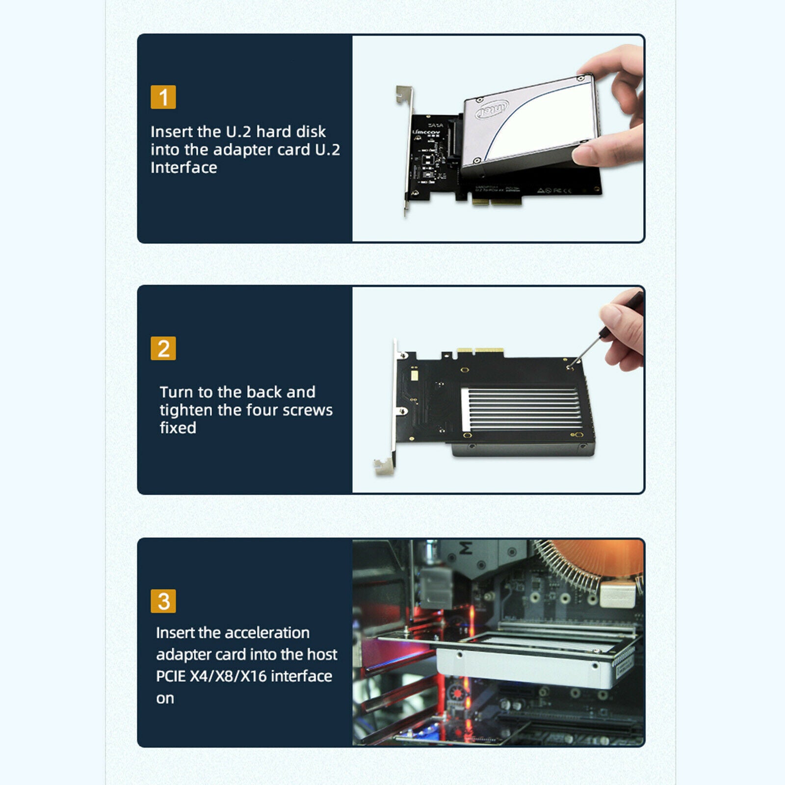 Mini U.2 to PCIe Adapter Expansioncard for 2.5" SSD Drive Converter Adapter