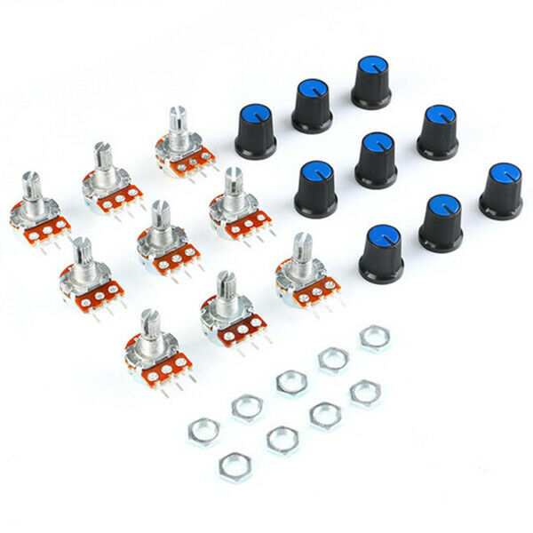 9 PCS(1pcx9 Value) Linear Potentiometer 15mm Shaft With Nuts And PotentiometerW8