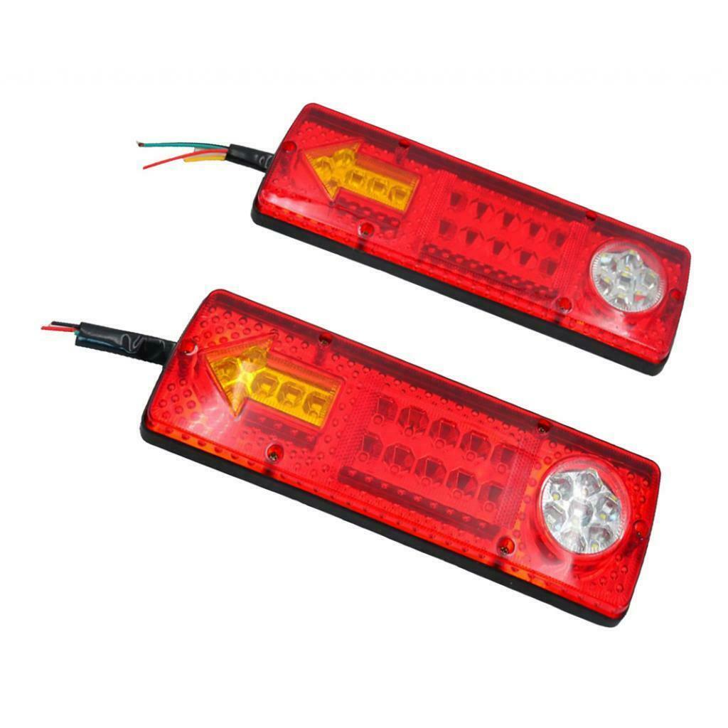 2pcs LED Truck Trailer Tail Lights Turn Signal Indicator Brake Rear Lamp